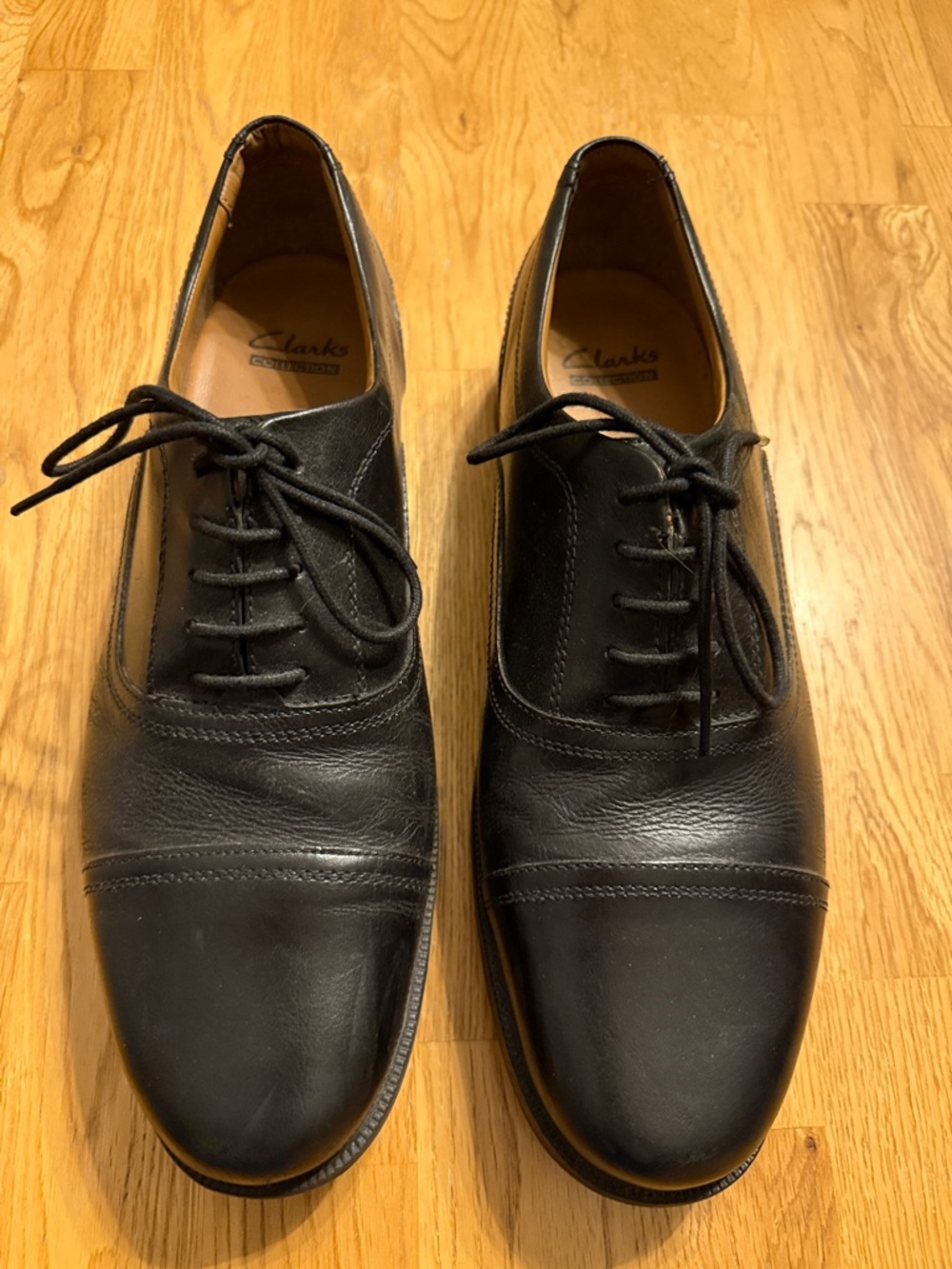 Clarks Black Leather Cap-Toe Oxford Dress Shoes